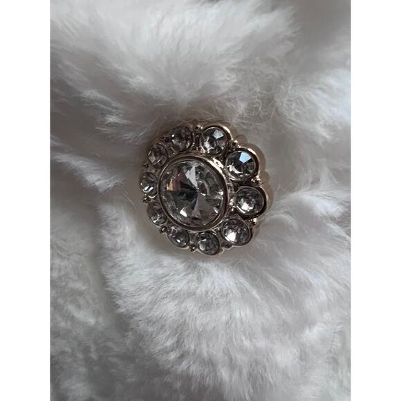 Nina Leonard White Faux Fur Capelet Wrap Jacket Coat Small Button Up Bling New - Picture 7 of 11